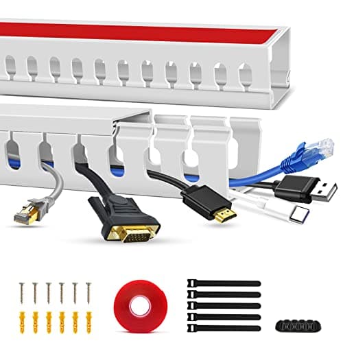 Image of Cable Trunking Raceway Kit, Open Slot Wire Trunking for TV Cables, Cable Concealer Cable Tray 31.4 inch (2 x 15.7") Under Desk Organizer Cable Management Trunking (2Pack)