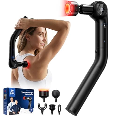 Image of BOB AND BRAD L7 Ultra Massage Gun with Heat & Red Light Soothing - 2-in-1 Extension Handle for Back Relief - Deep Tissue Percussion Massager for Office & Home - Quiet, Portable & Professional