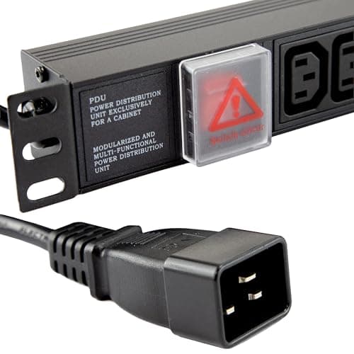 Image of kenable PDU Power Distribution Unit 12 Way C13 Sockets to C20 16A Plug Horizontal Rack Mount 3m Cable Black