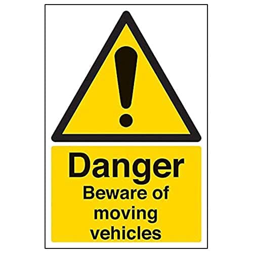 Image of V Safety Danger Beware Of Moving Vehicles Warning Sign - 200mm x 300mm - 2mm Rigid Plastic