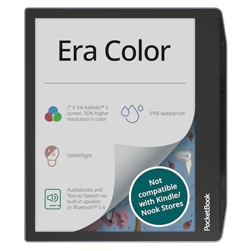 Image of PocketBook Era Color E-Reader | Eye-Friendly 7'' E Ink Kaleido 3 Touch-Screen | Audio-Book & E-Book Reader | Waterproof | Text-to-Speech Function | Built-In Speaker | Wi-Fi & Bluetooth | Stormy Sea