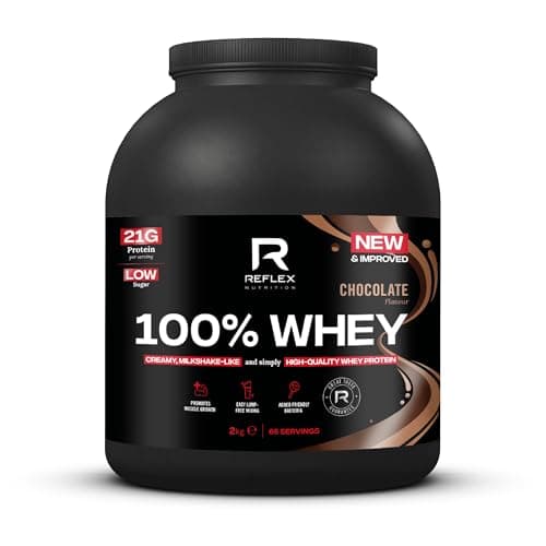 Image of Reflex Nutrition 100% Whey Protein - 80% Pure Whey Protein - EAA Amino Acids - No Added Sugar - Whey Protein Powder for Pre Workout & Post Workout Recovery (Chocolate, 2kg, 66 Servings)