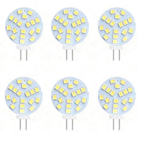 Image of Draymora 6 Pack G4 LED Bulbs Cool White 6500K 2W Equivalent to 20W Halogen 12V Bi-Pin Base AC/DC 120° Wide Angle Beam 260 LM Recessed Lighting Track Lighting G4 Lamp Bulb (Non-Dimmable)