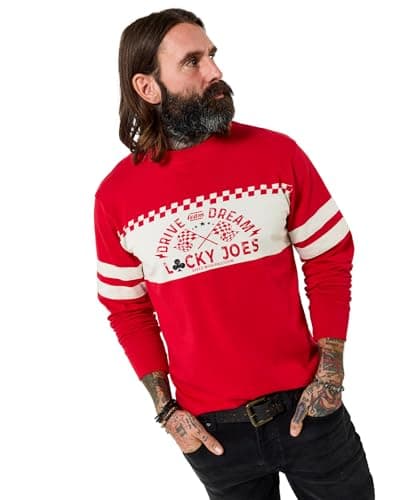 Image of Joe Browns Men's Crew Neck Long Sleeve Racer Top, Regular, Red, UK L