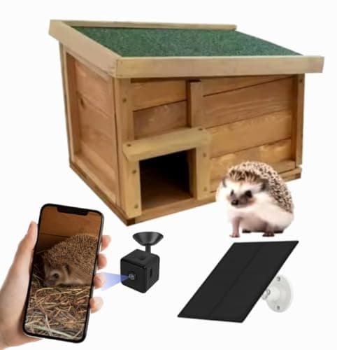 Image of Smart Hedgehog House with HD Camera – Solar-Powered Wi-Fi Nest Box with Night Vision & Audio | Weatherproof Wooden Hedgehog Shelter for UK Gardens | Wildlife Watching Gift for Nature Lovers