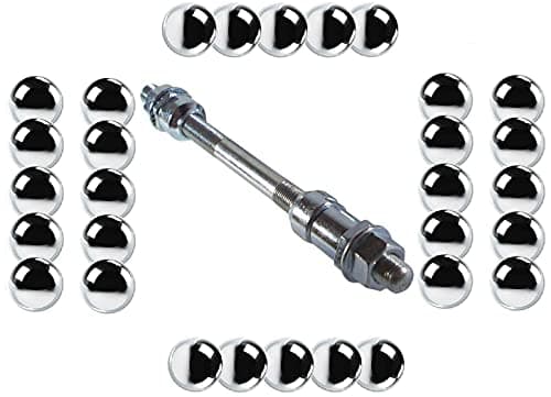 Image of cyclingcolors Rear Wheel Axle 3/8 Inch x 155 mm Bicycle Universal Axle + 30 x Balls 6.35 mm 1/4 Inch Solid Hub Rear Wheel Vintage Vintage Vintage Cycling MTB Racing Bike Fixie Single Speed