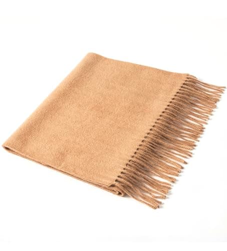 Image of Villand Pure 100% Cashmere Scarf with Fringed Edges, Ultra Soft Large Cashmere Shawl Wrap for Women and Men (Camel)