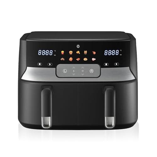 Image of Nebula 1700W Digital Dual Basket Air Fryer - Family Size 9L Capacity - Dual Zone Air Fryer with 2 Drawer Design - Stainless Steel Double Air Fryers for Large Family Meals