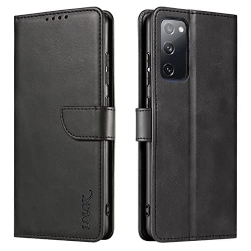 Image of LOLFZ Wallet Case for Samsung Galaxy S20 Ultra, Vintage Leather Book Case with Card Holder Kickstand Magnetic Closure Flip Case Cover for Galaxy S20 Ultra - Black