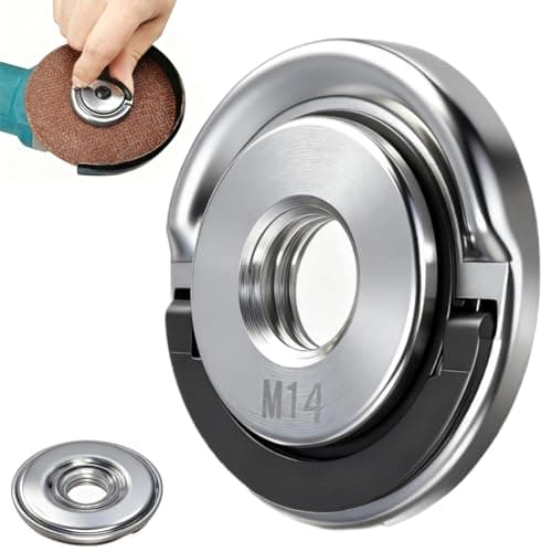 Image of Angle Grinder M14 Quick Release Nut, Heavy Duty Stainless Steel Self Locking Retaining Flange Nut, Replacement Pressure Plate Fastener for Most Angle Grinders (Silver-1 Pcs)
