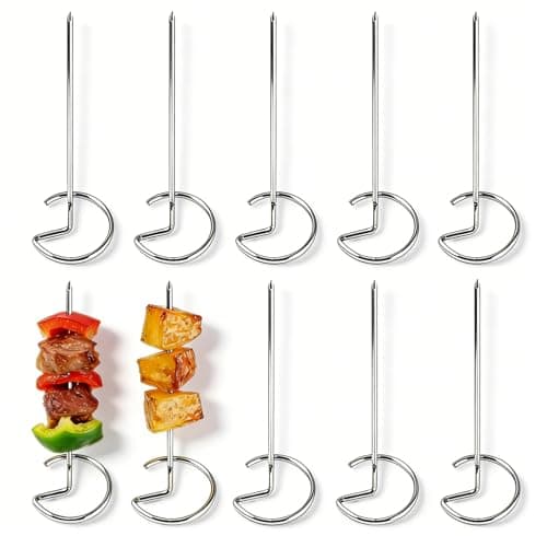 Image of 10-Pack Standing Skewers for Air Fryer, Air Fryer Skewers Reusable Stainless Steel Kebab, for Air Fryer BBQ Oven and Camping, Suitable for Chicken, Vegetable & More (Silver)