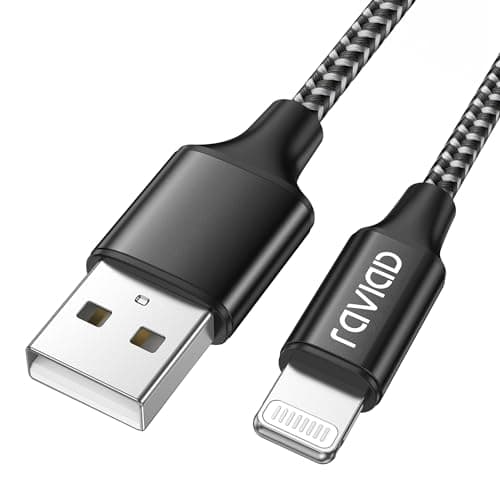 Image of RAVIAD iPhone Charger Cable 1M/3.3FT [MFi Certified] Nylon Braided Lightning Cable Fast Charging & Sync iPhone Charger for iPhone 14 13 12 11 Pro Max 13 12 Mini X XS XR 10 8 8 7 Plus 6 6s 5s 5, Black