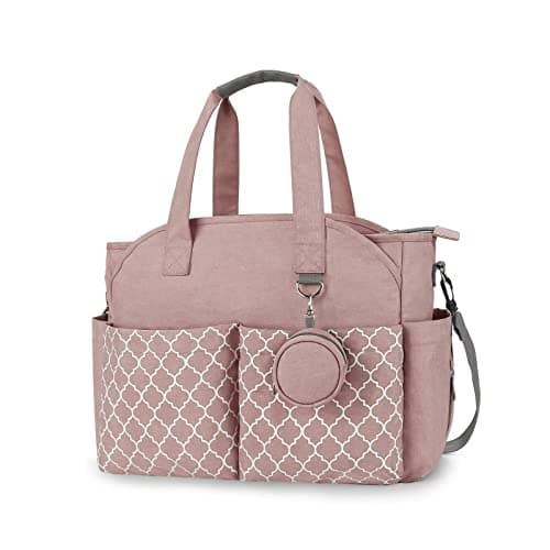 Image of MEYTEILAY Nappy Bag Tote Baby Diaper Changing Bag with Changing Pad and Shoulder Strap Portable Waterproof and Large Capacity for Mom(Pink)