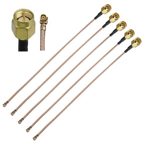 Image of Ahoaepy 5PCS RG178 U.FL to SMA Pigtail Cable, UFL MHF1 to SMA Male Antenna Coaxial Cable, 12Inch (30cm) Low Loss SM A Male to IPX-1 Extension Jumper for Wi-Fi Radios, Antenna, Mini PCI