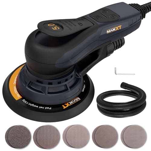 Image of MAXXT Brushless 5.0mm Random Orbital Sander | 230V Multi-Function | Variable Speed | Electric Orbital Sander | with 10 Sanding Discs for Woodworking
