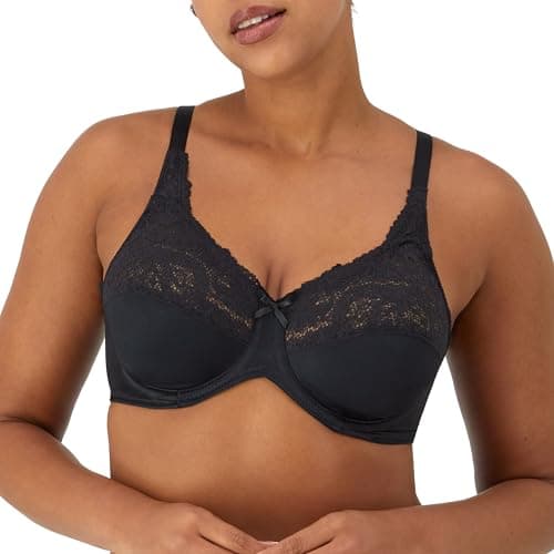 Image of Maidenform Women's Tailored with Lace Trim Minimiser Everyday Bra, Black, 40D