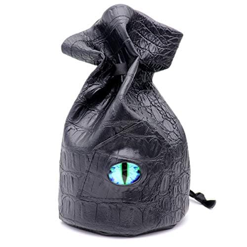 Image of Haxtec Dragon Eye Dice Bag DND Leather Dice Pouch for Dungeons and Dragons TTRPG Gifts - Light Blue Eye