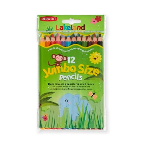 Image of Derwent Lakeland Jumbo Colouring Pencils for Kids - Pack of 12 Coloured Pencils, Kids Colouring Pencils for Arts and Crafts, Assorted Colours