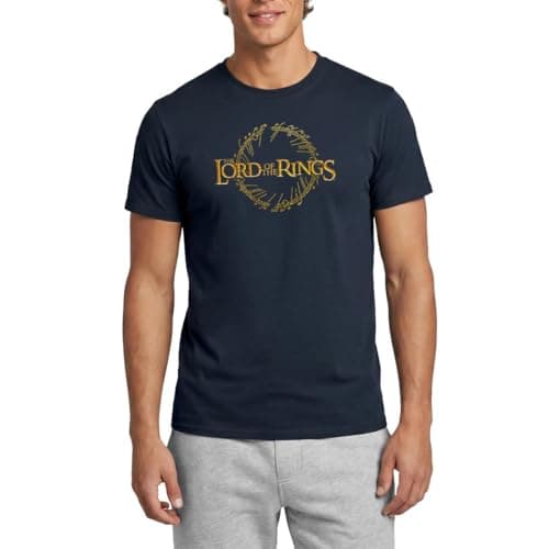 Image of Spreadshirt The Lord of The Rings Logo and Ring Inscription Men's T-Shirt, L, Navy