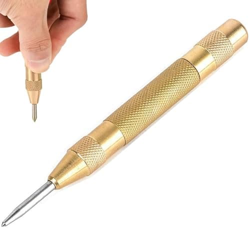 Image of Automatic Center Punches, Hole Punch Steel Spring Loaded Center, Automatic Centre Punches Hand Tool with Adjustable Tension Centre Punch for Metal, Tool Heavy Duty Glass and Wood(Brass Body)