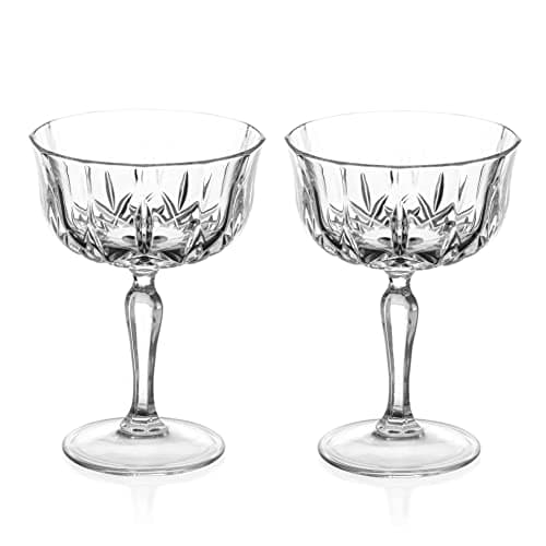 Image of DIAMANTE Dorchester Champagne Prosecco Coupe Champagne Saucer Cocktail Saucer Glass Dessert Bowl - Made from Premium Crystal - Set of 2