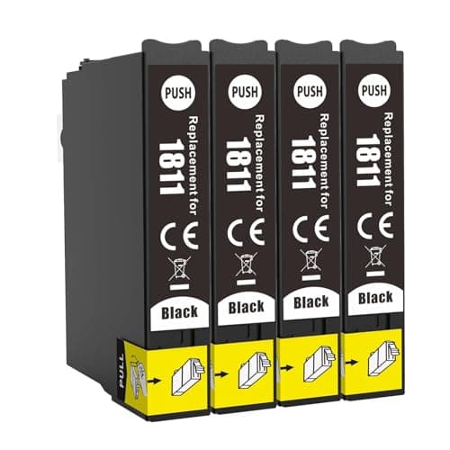 Image of JoyPrinting 18XL Black Ink Cartridges Multipack for Epson 18 XL Ink for Epson Expression Home XP-322 XP322 XP-305 XP305 XP-312 XP312 XP405 XP-202 XP-215 XP-415 XP-422 XP-425(4 Black)