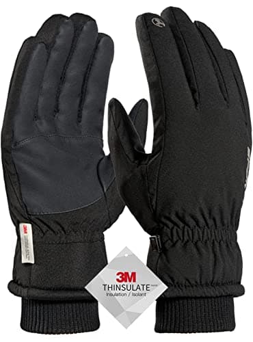 Image of TRENDOUX Gloves Men, Ski Glove for Men Women Extreme Cold Weather Unisex 3M Thinsulate Touchscreen Windproof Cuff Thick Wicking Insert for Bike Snowboard Running cycling - Black L…