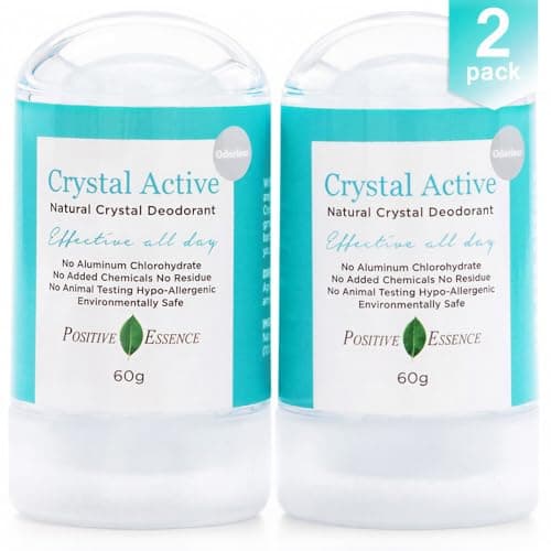 Image of Crystal Deodorant Stone, Natural Mineral Alum Deodorant, Unscented, Single-Ingredient Formula, No Aluminium Chlorohydrate, Thai Crystal, for Men & Women, 60g (2 Pack)