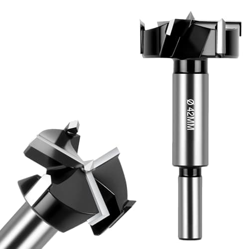 Image of Flintronic Forstner Drill Bit, 42mm Triple-Flute Carbide Steel Boring Hole Saw, Tipped Forstner Bit Hole Cutter, forstner Drill Cutter Tool for Hard Wood, Cork, Splint, Plywood, Particle Board