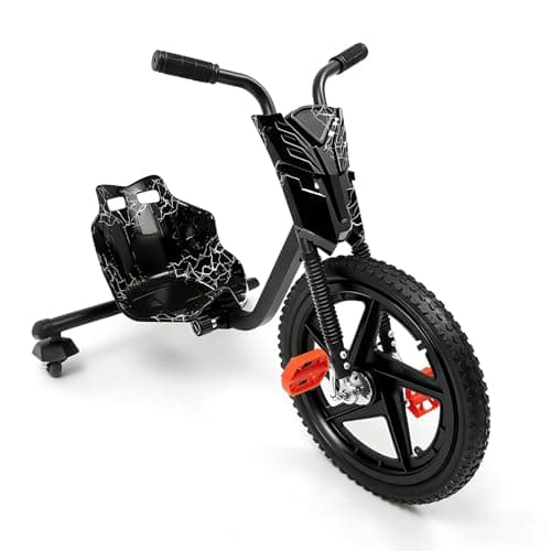 Image of Drift Trike for Kids 6+ Years Old, 3 Wheel Pedal Go Kart with 4 Adjustable Lengths Light Up Rear Wheels 80kg Max Load 360° Drift for Outdoor Garden Playground