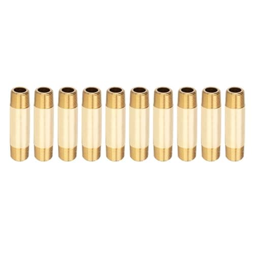 Image of PATIKIL 10Pcs 3" Long 3/8" x 3/8" NPT Male Brass Pipe Fitting Long Nipple, Brass Tone