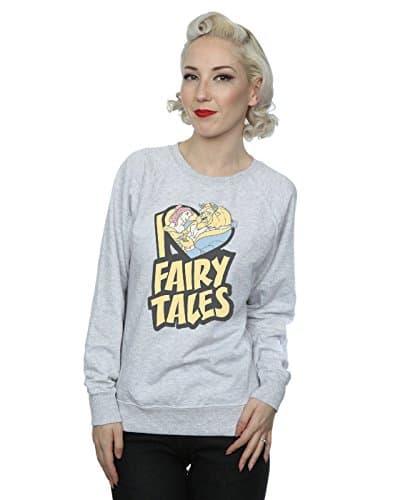 Image of Disney Women's Beauty And The Beast I Love Fairy Tales Sweatshirt Small Heather Grey