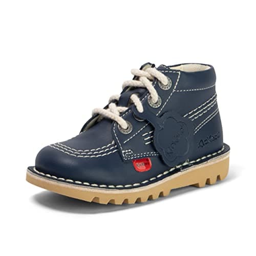 Image of Kickers Unisex Kid's Kick Hi Classic Ankle Boots with Zip, Plant Based Material, Extra Comfortable, Added Durability, Premium Quality Ve, Navy Blue, 8.5 UK Child