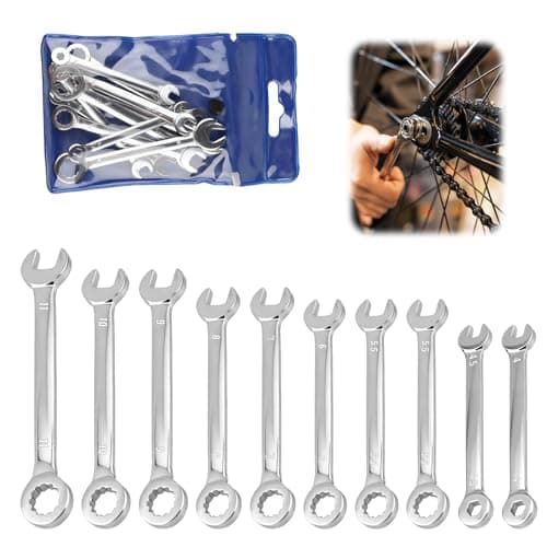 Image of Inajoke 10 PCS Mini Combination Spanner Set Metric 4-11mm Small Wrench Open End and Box End Spanners Carbon Steel with Portable Pouch for Home Appliance Industry Assembling Furniture Bike Car Repairs