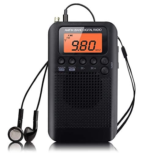 Image of Benss Pocket Portable Mini AM FM Radio Digital Tuning Stereo Personal Radio with Earphone, Alarm Clock and Timer for Walking Running Jogging Supports Replaceable Battery AAA (Black)