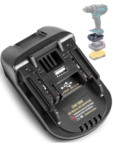 Image of DM18M for Dewalt Battery Adapter for Makita 18V Power Tools, TPDL Convert for Milwaukee 18V or for Dewalt 20V Li-ion Battery to Makita Tool with USB Port
