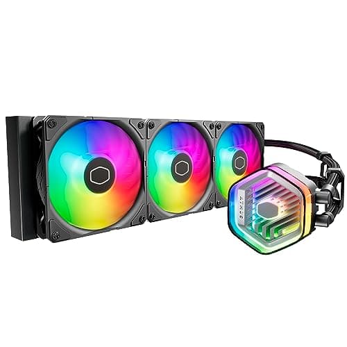 Image of MasterLiquid Atmos 360 Black CPU Liquid Cooler - AIO Water Cooling System, Dual Chamber Pump, Pre-Installed Sickleflow 120 Edge Fans, Addressable Gen 2 RGB, LGA1700 & AM5 Brackets - Black