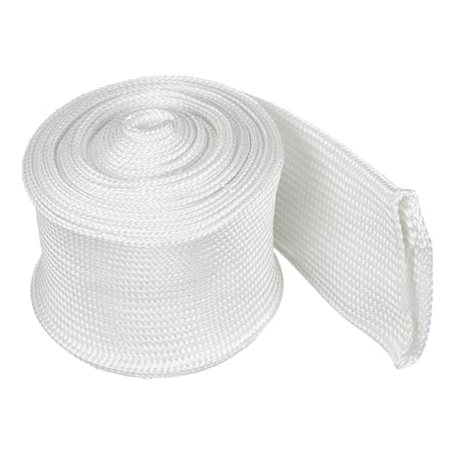 Image of sourcing map Braided Sleeving 2meter x 50mm High Temp Fiberglass Braid Cable Sleeve for Automotive Home Office Cables Video Cord Management Cable Protection, White