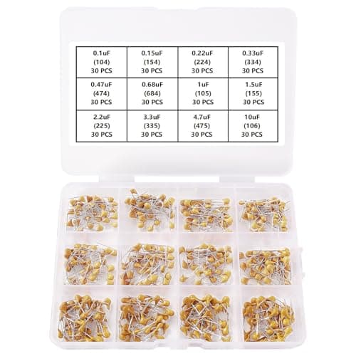 Image of YIXISI 360 PCS 12 Values 0.1uF-10uF 50V Ceramic Capacitor Assortment Kit, Multilayer Monolithic Ceramic Chip Capacitors