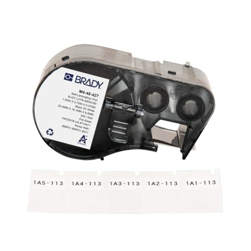 Image of Brady Self-Laminating Vinyl Labels for Label Printer M410, M510 & M511 - Self Adhesive Vinyl Printer Labels - Cable Management - Black on White (19.05 mm x 9.53 mm) - M4-48-427