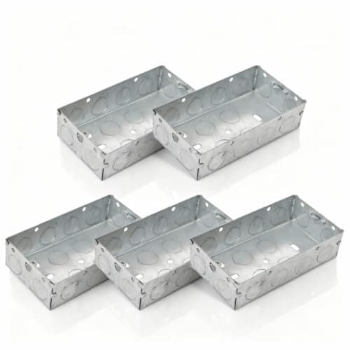 Image of 5 x Double Metal Back Box 35mm Flush Wall Pattress / 2 Gang Electrical Sockets