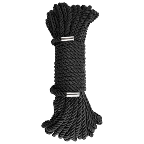 Image of KINGLAKE 15m Black Soft Silk Rope 7mm, Heavy Duty Twisted Cord Strong Hanging Rope for Outdoor, Washing Line, Gardening, Plant Hanger, Camping, DIY & Multipurpose Use