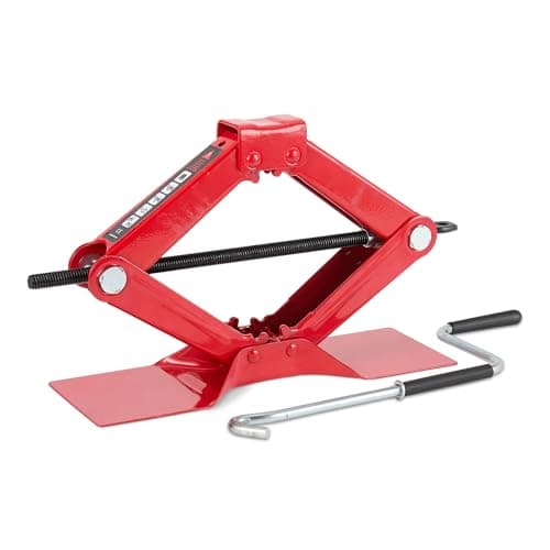 Image of Amazon Basics Scissor and Portable Car Jack, 1.65 Short Ton/1.5 Metric Ton/1.5 Tonne/1500 kg Capacity, Red