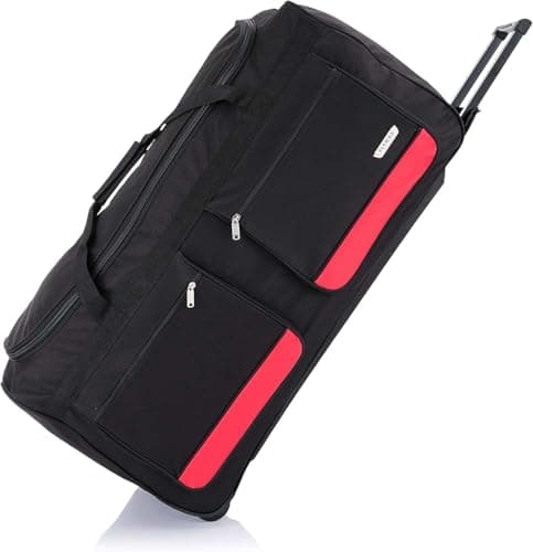 Image of FLYMAX 32" Large Suitcase Lightweight Wheeled Duffle Bag Holdall Luggage Travel Bag 3kg 114L Red