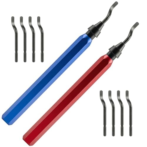 Image of 2 Pcs Deburring Tool, 2 Metal Handle Hands with Replacement 10 Pcs BS1010 High Speed Steel Blades, Copper Pipe Deburring Tools for 3D Printing, Plastic, Metal, Aluminium, PVC, Steel