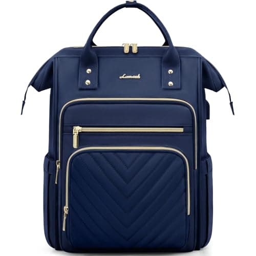 Image of LOVEVOOK Laptop Backpack Womens, 15.6 inch Laptop Rucksack Bag for Women, Large Ladies Backpacks Waterproof School Bags with USB Port, Fashion Daypacks for Uni College Work Travel, Navy Blue