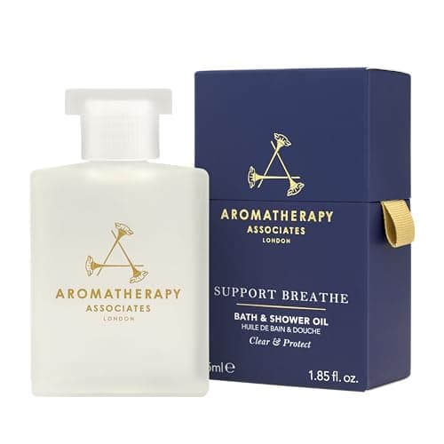 Image of Aromatherapy Associates Bath and Shower Oil, Luxury Spa, Natural Bath, Bath Oil, Vegan, Cruelty Free, Environment Friendly (55 ml (Pack of 1), Support Breathe Bath and Shower Oil)