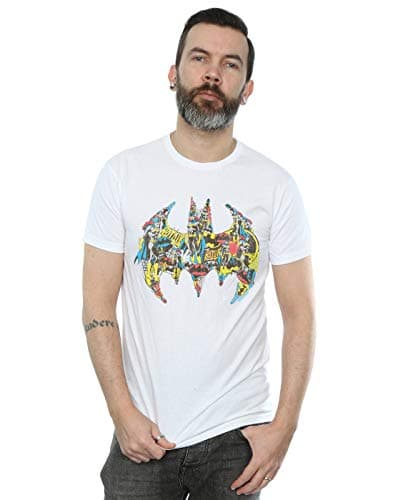 Image of DC Comics Men's Batman Batgirl Logo Collage T-Shirt White XXXX-Large