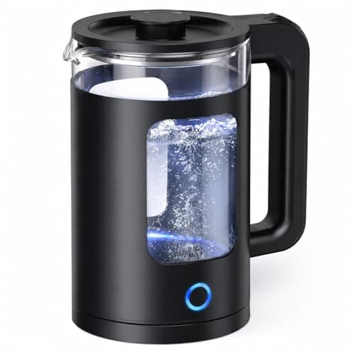 Image of Kortemora 2L Glass Electric Kettle 1500W Fast Boil with Blue LED Light, BPA-Free Glass & Stainless Steel, Quiet Cordless Kettle with Auto Shut-Off & Boil Dry Protection, UK Plug Black