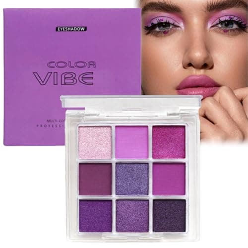 Image of HIVETZ Matte Pearlescent Purple Eyeshadow Palette, 9 Shades, Mixable Pressed Pigment Eyeshadow, Long Lasting